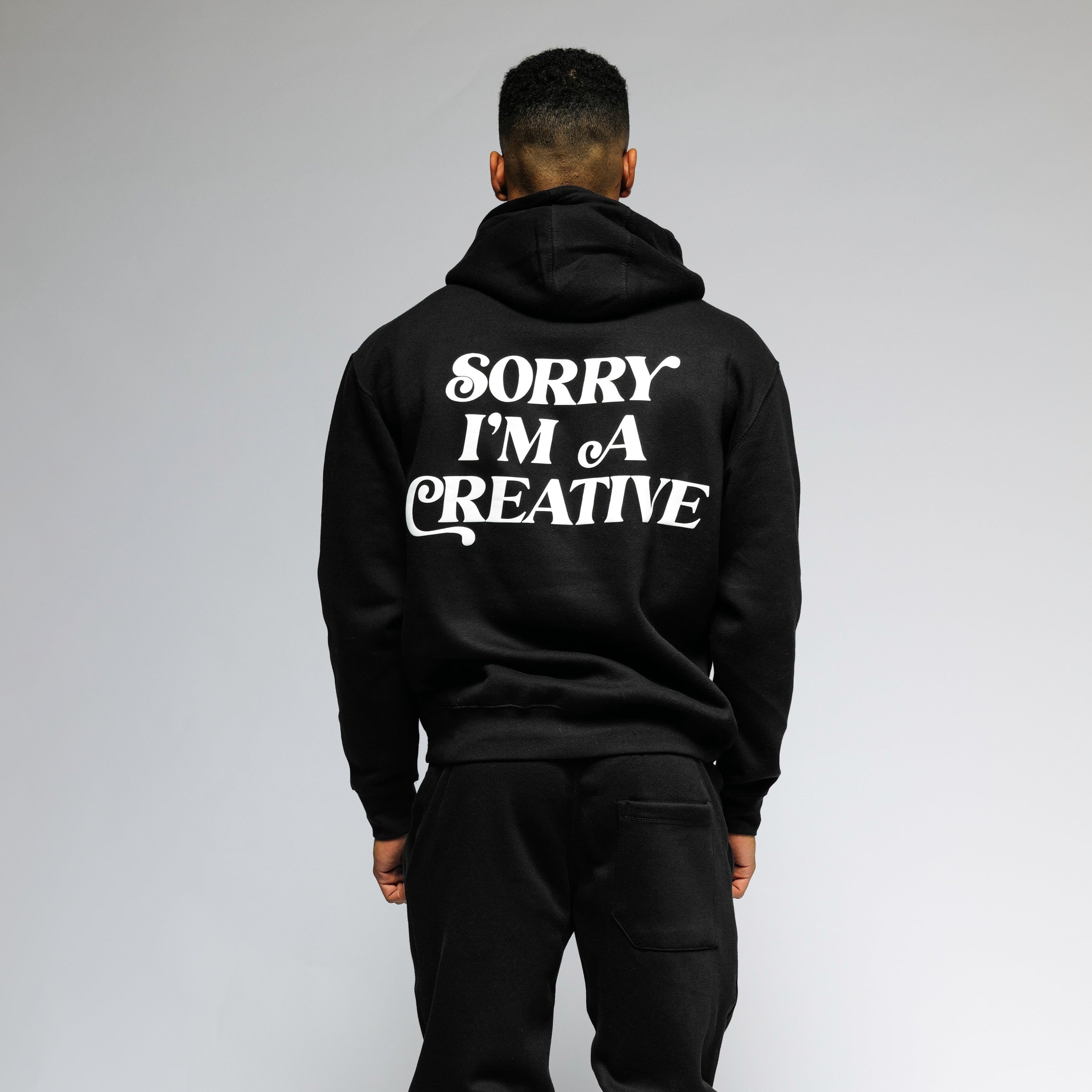 "Sorry I'm A Creative" Puff Print Sweatsuit (BLACK) - For The Crew Clothing