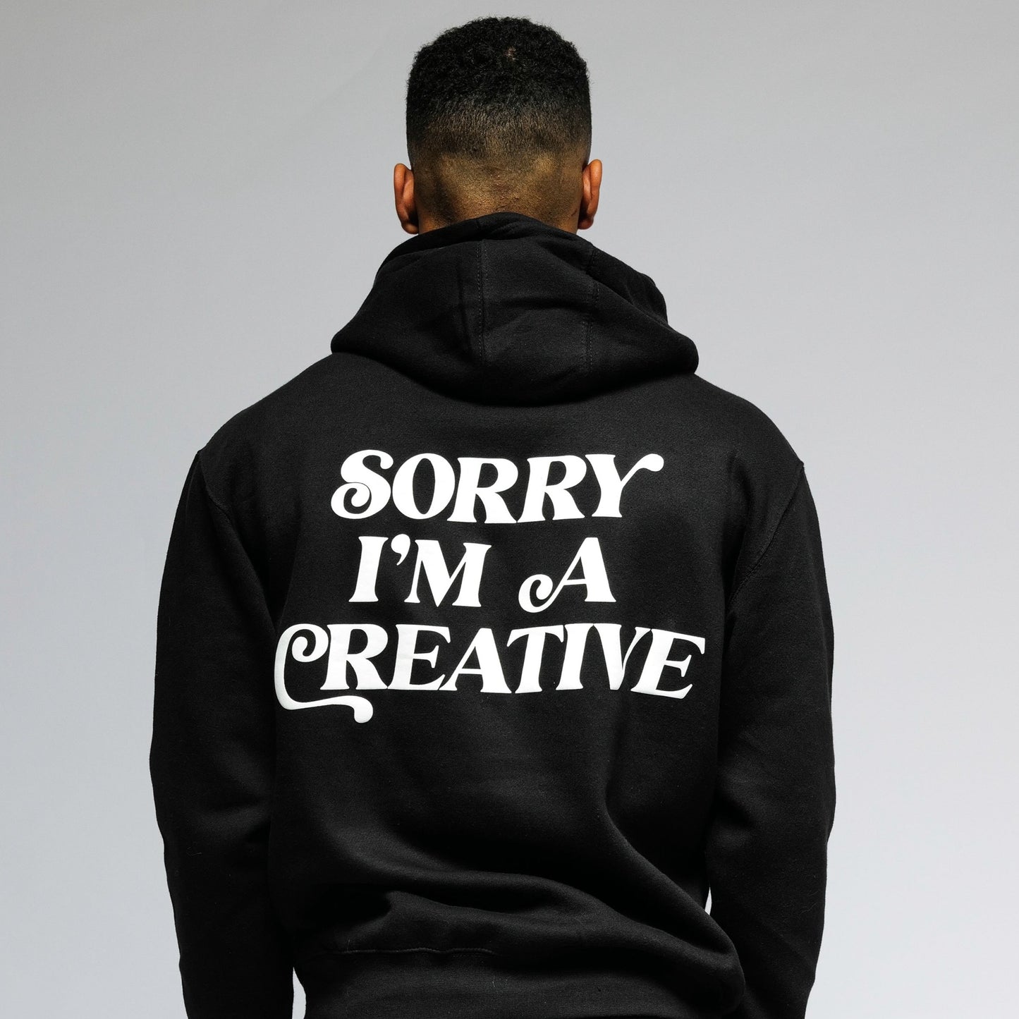 "Sorry I'm A Creative" Puff Print Hoodie (BLACK) - For The Crew Clothing