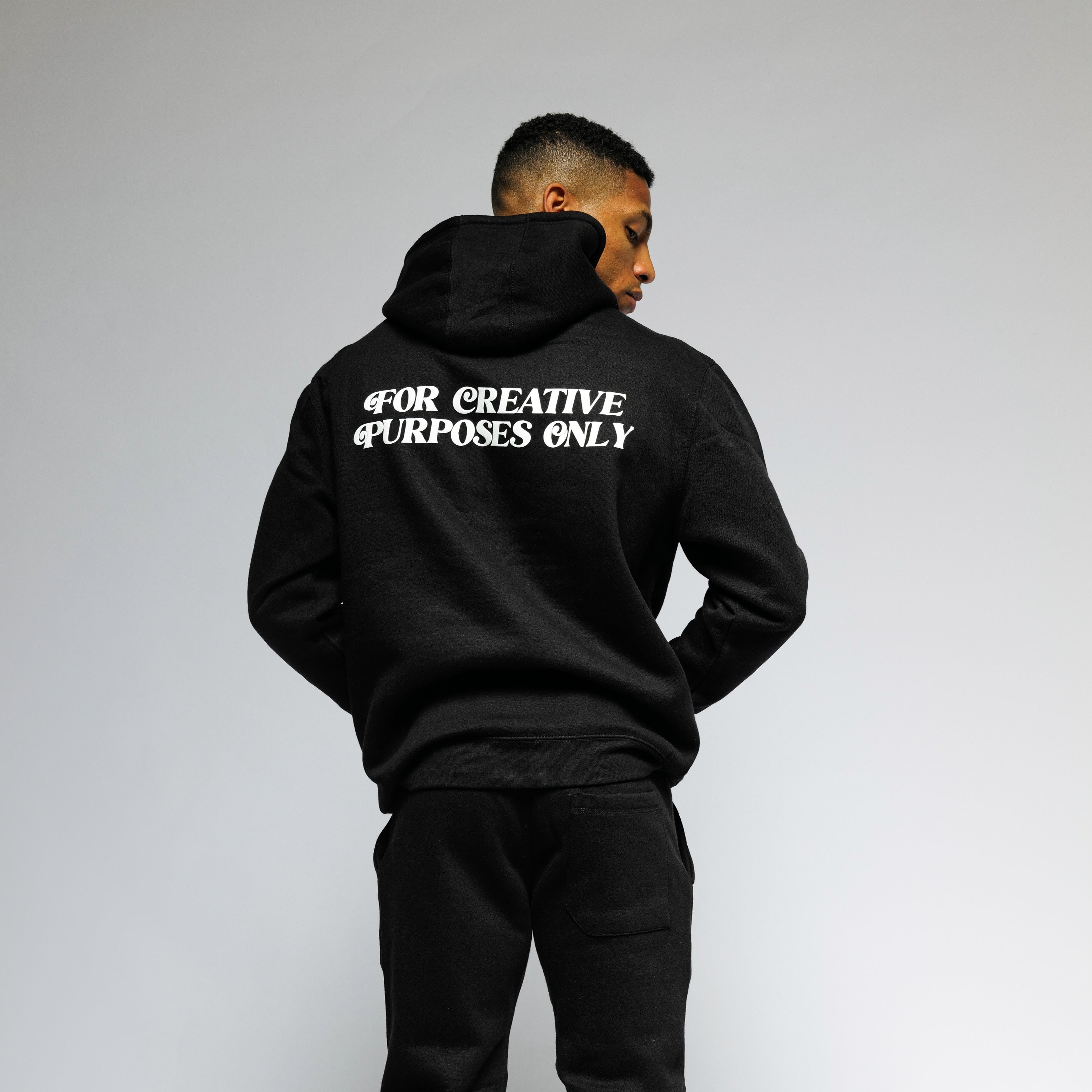 "For Creative Purposes Only" Puff Print Sweatsuit (BLACK) - For The Crew Clothing Outerwear