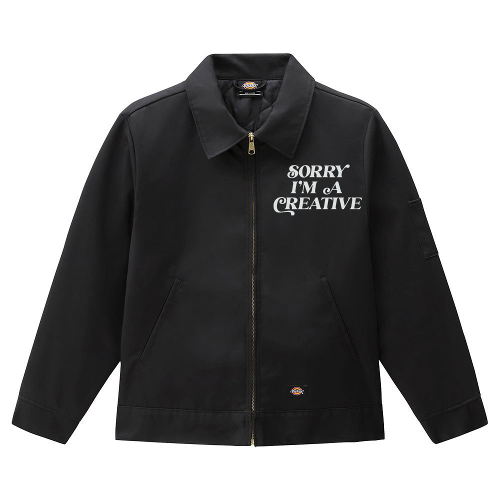 "Sorry I'm A Creative" Puff Print Jacket (BLACK) - For The Crew Clothing Outerwear