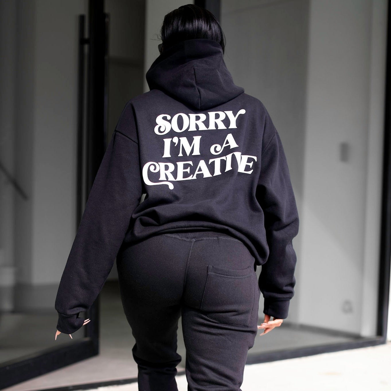 "Sorry I'm A Creative" Puff Print Sweatsuit (BLACK) - For The Crew Clothing