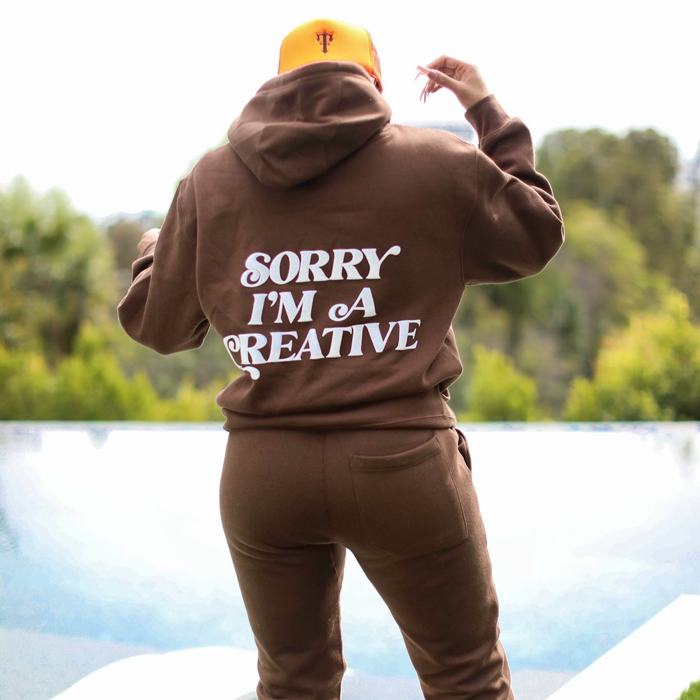 Sorry I'm A Creative - Sweatsuit (Brown + White)